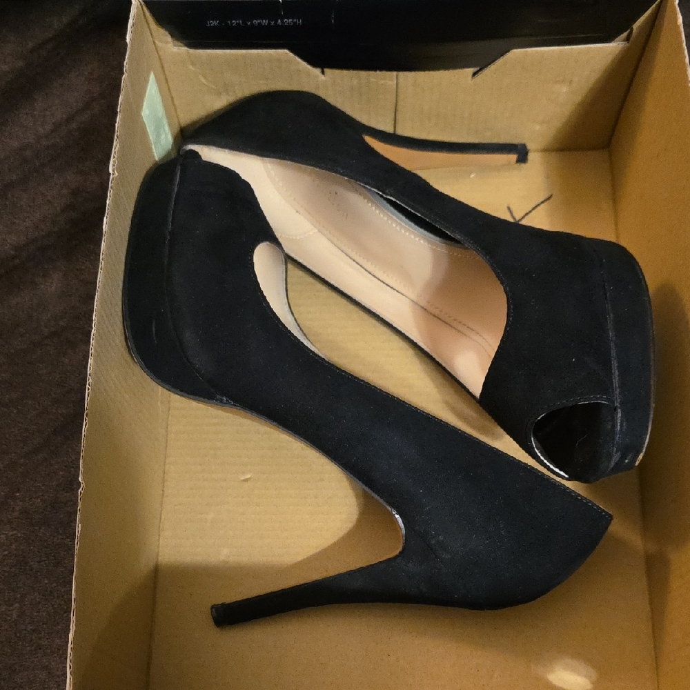 Attention Black Suede Heels
